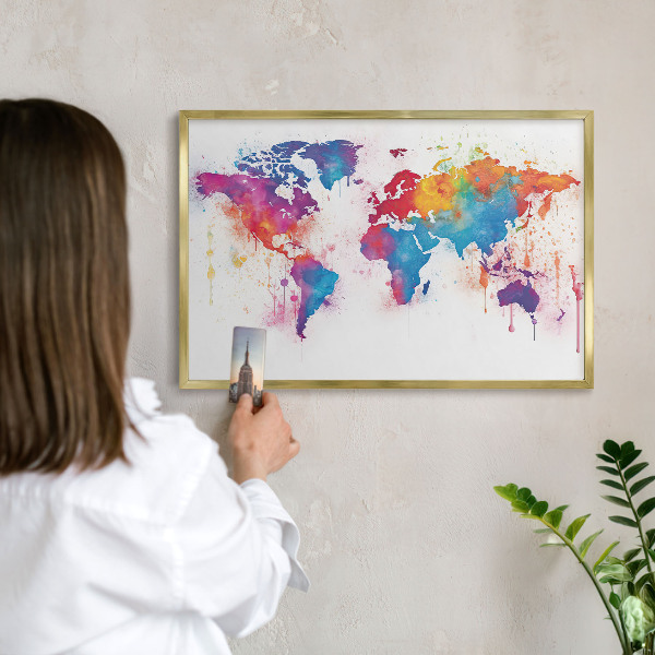 Tablero para imanes decorativo con marco dorado Mapa de colores