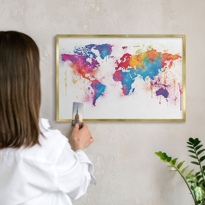 Tablero para imanes decorativo con marco dorado Mapa de colores