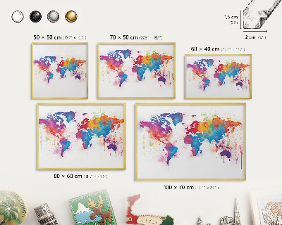 Tablero para imanes decorativo con marco dorado Mapa de colores