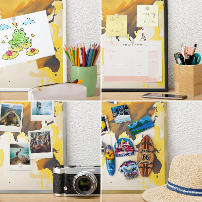 Pizarra magnética de pared en color oro Mapa del mundo