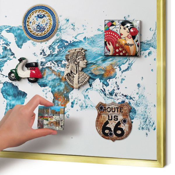 Tablero para imanes decorativo con marco dorado Mapa del agua