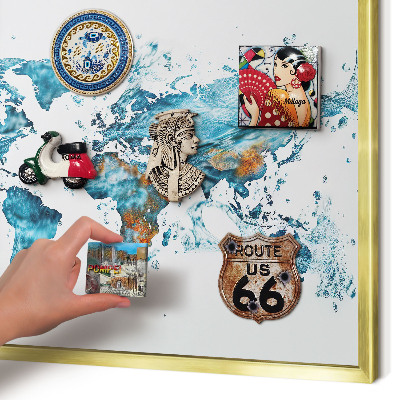 Tablero para imanes decorativo con marco dorado Mapa del agua