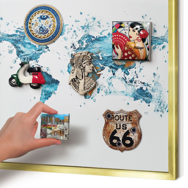 Tablero para imanes decorativo con marco dorado Mapa del agua