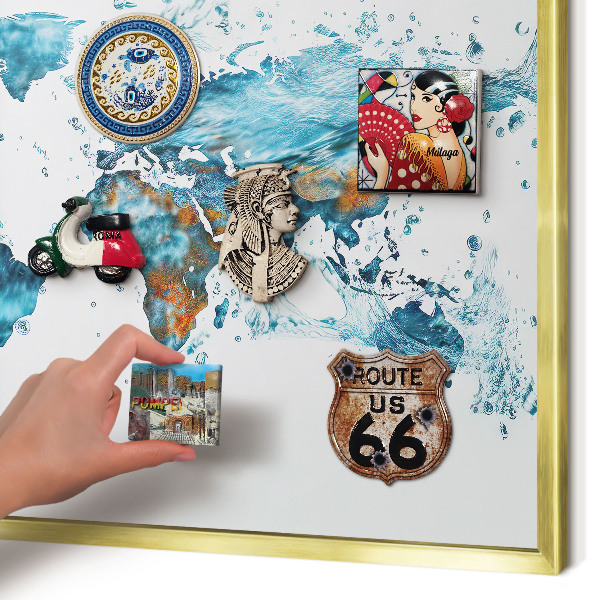Tablero para imanes decorativo con marco dorado Mapa del agua