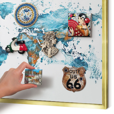 Tablero para imanes decorativo con marco dorado Mapa del agua