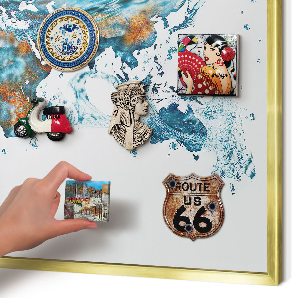 Tablero para imanes decorativo con marco dorado Mapa del agua