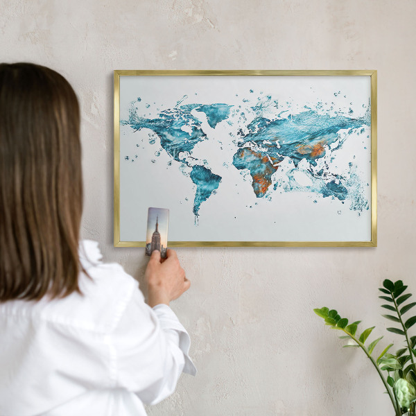 Tablero para imanes decorativo con marco dorado Mapa del agua