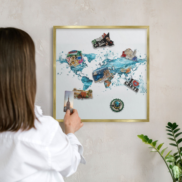 Tablero para imanes decorativo con marco dorado Mapa del agua