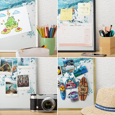 Tablero para imanes decorativo con marco dorado Mapa del agua