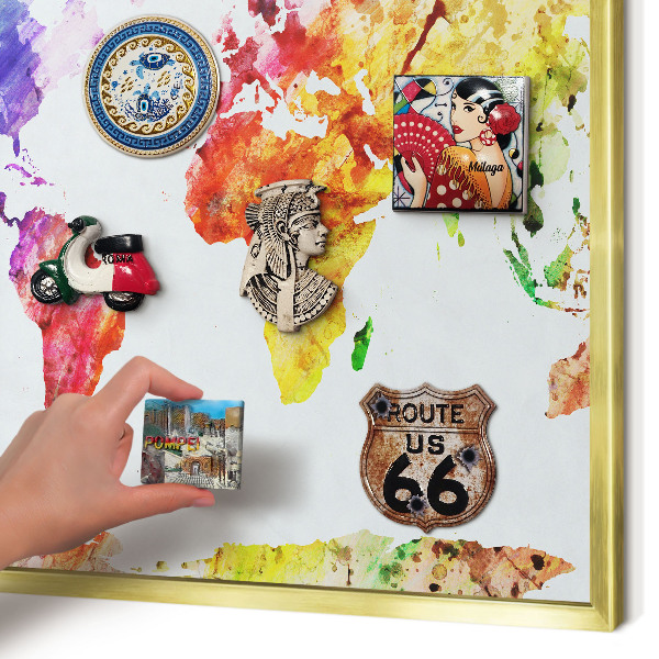 Pizarra magnética de pared en color oro Mapa de colores