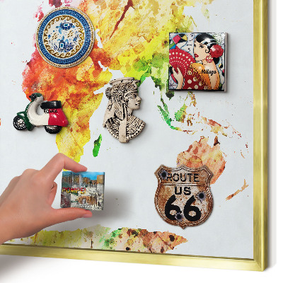 Pizarra magnética de pared en color oro Mapa de colores