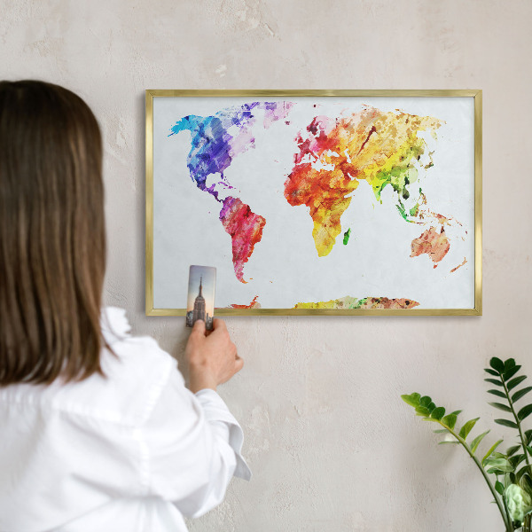 Pizarra magnética de pared en color oro Mapa de colores