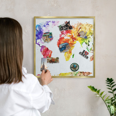 Pizarra magnética de pared en color oro Mapa de colores