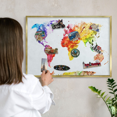 Pizarra magnética de pared en color oro Mapa de colores