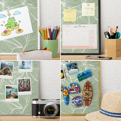 Pizarra magnética de pared en color oro Hojas tropicales