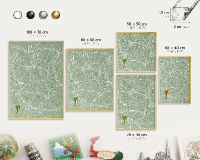 Pizarra magnética de pared en color oro Hojas tropicales