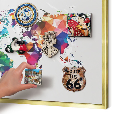 Tablero para imanes decorativo con marco dorado Mapa del mundo