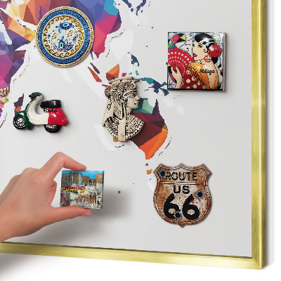 Tablero para imanes decorativo con marco dorado Mapa del mundo