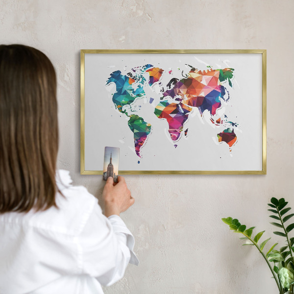Tablero para imanes decorativo con marco dorado Mapa del mundo