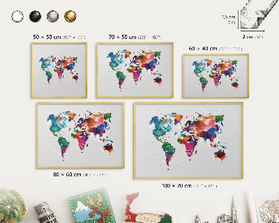 Tablero para imanes decorativo con marco dorado Mapa del mundo