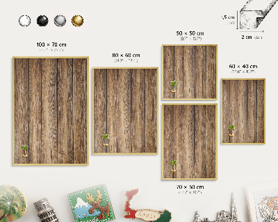 Tablero para imanes decorativo con marco dorado Textura de madera