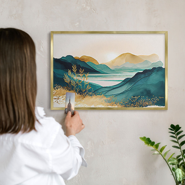 Pizarra magnética de pared en color oro Una vista tranquila