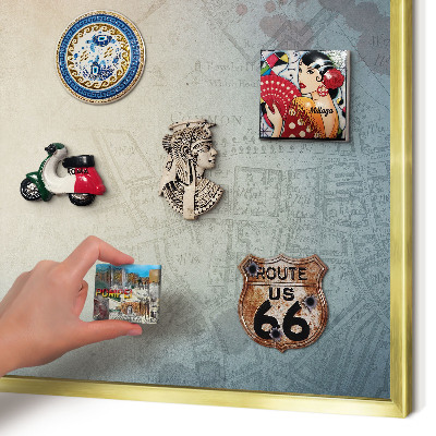 Tablero para imanes decorativo con marco dorado Mapa antiguo