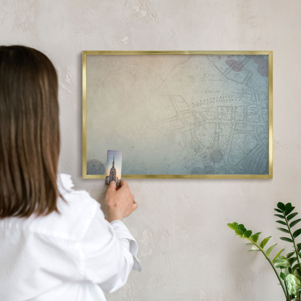 Tablero para imanes decorativo con marco dorado Mapa antiguo