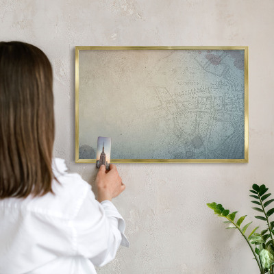 Tablero para imanes decorativo con marco dorado Mapa antiguo