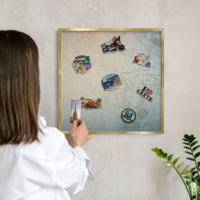Tablero para imanes decorativo con marco dorado Mapa antiguo