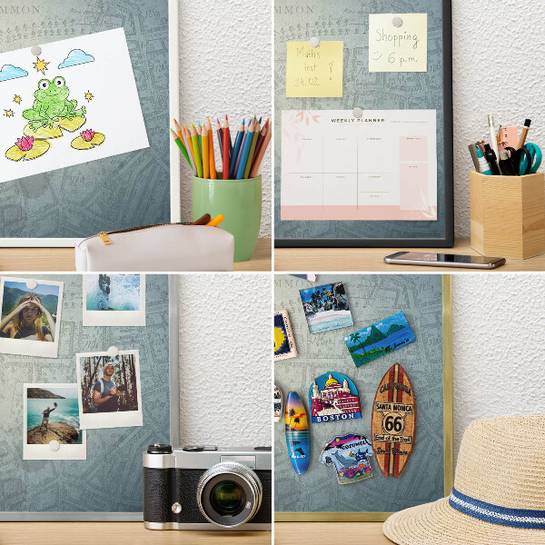 Tablero para imanes decorativo con marco dorado Mapa antiguo