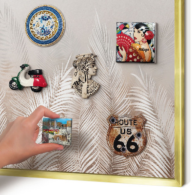 Tablero para imanes decorativo con marco dorado Hojas naturaleza