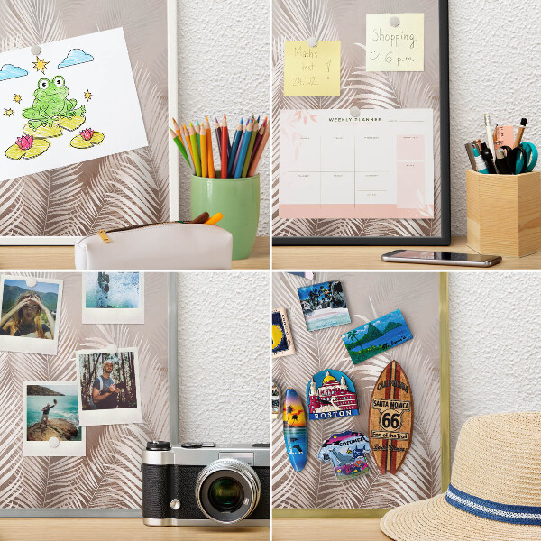 Tablero para imanes decorativo con marco dorado Hojas naturaleza