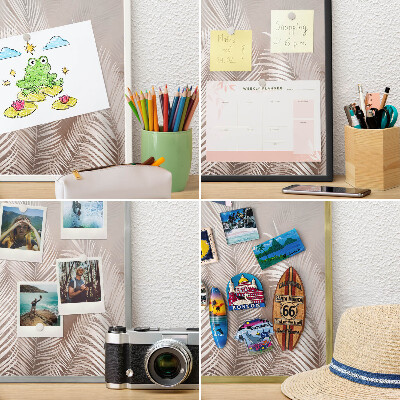 Tablero para imanes decorativo con marco dorado Hojas naturaleza