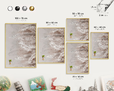 Tablero para imanes decorativo con marco dorado Hojas naturaleza