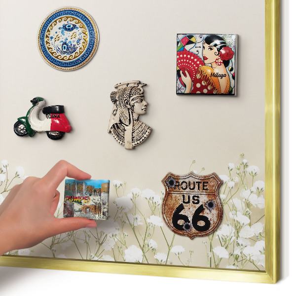 Tablero para imanes decorativo con marco dorado Naturaleza sutil