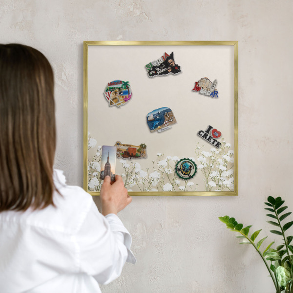 Tablero para imanes decorativo con marco dorado Naturaleza sutil