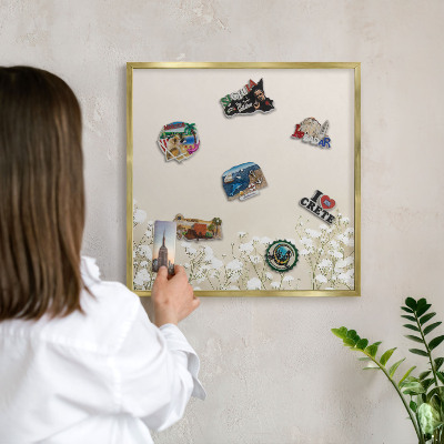 Tablero para imanes decorativo con marco dorado Naturaleza sutil