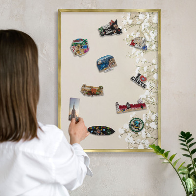 Tablero para imanes decorativo con marco dorado Naturaleza sutil