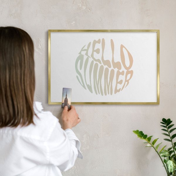Pizarra magnética de pared en color oro Hola verano