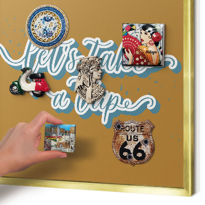 Tablero para imanes decorativo con marco dorado Viaje de ensueño