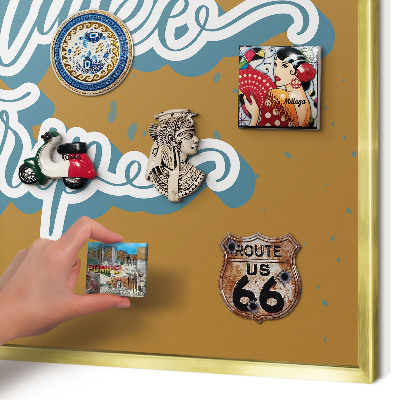 Tablero para imanes decorativo con marco dorado Viaje de ensueño