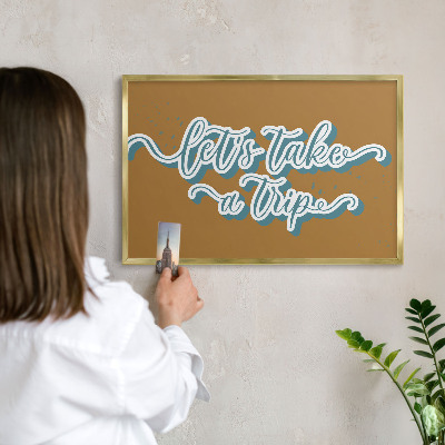 Tablero para imanes decorativo con marco dorado Viaje de ensueño