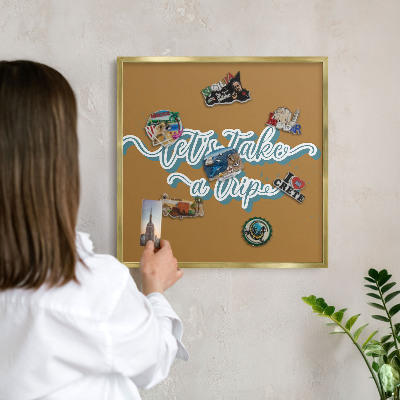 Tablero para imanes decorativo con marco dorado Viaje de ensueño