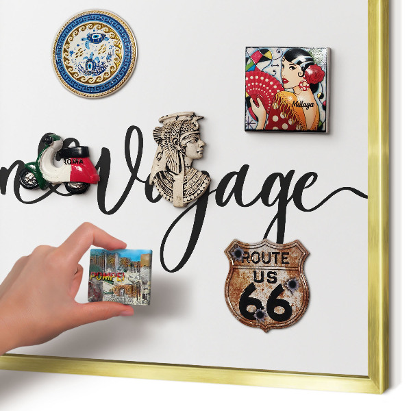 Tablero para imanes decorativo con marco dorado Buen viaje