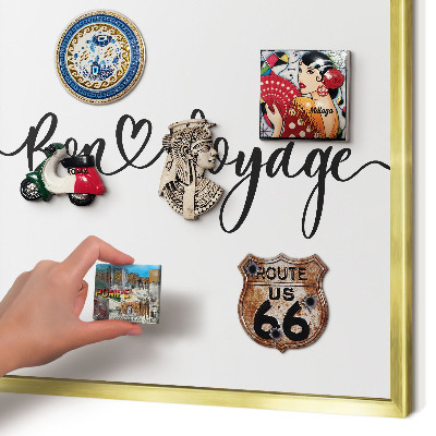 Tablero para imanes decorativo con marco dorado Buen viaje