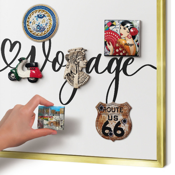 Tablero para imanes decorativo con marco dorado Buen viaje