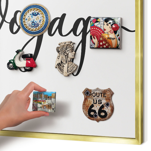 Tablero para imanes decorativo con marco dorado Buen viaje