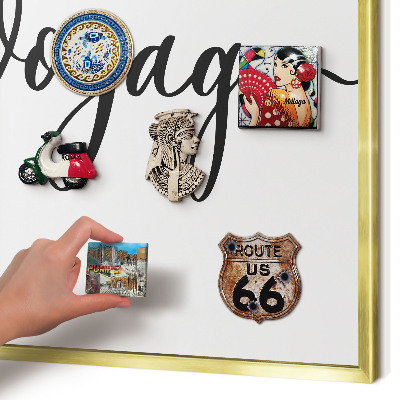 Tablero para imanes decorativo con marco dorado Buen viaje