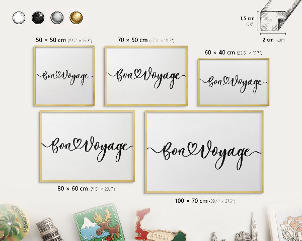 Tablero para imanes decorativo con marco dorado Buen viaje
